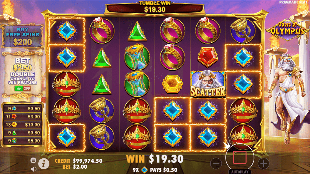 Free spins feature of Gates of Olympus.